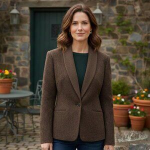 Lauren Ralph Lauren Vintage Speckled Wool Blend Blazer Jacket in Brown Size 12